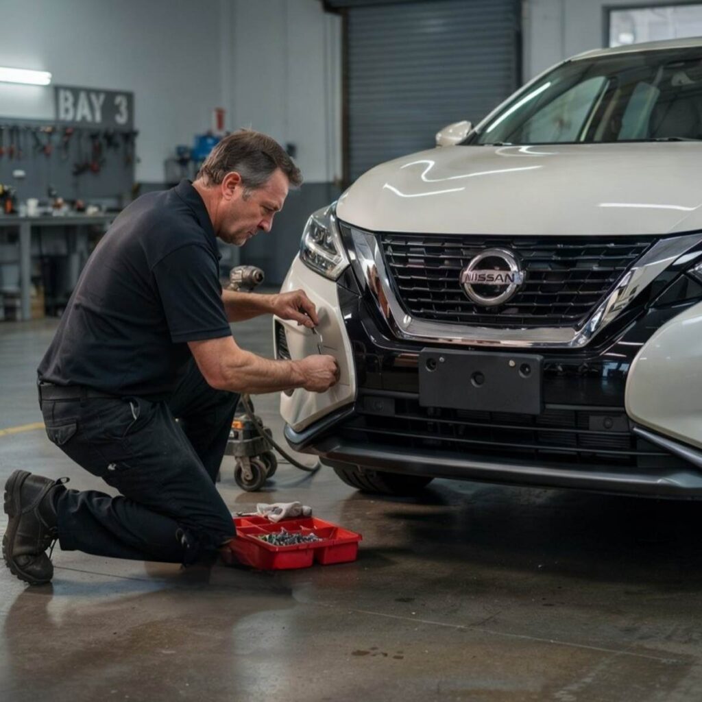 nissan certified collision repair in process