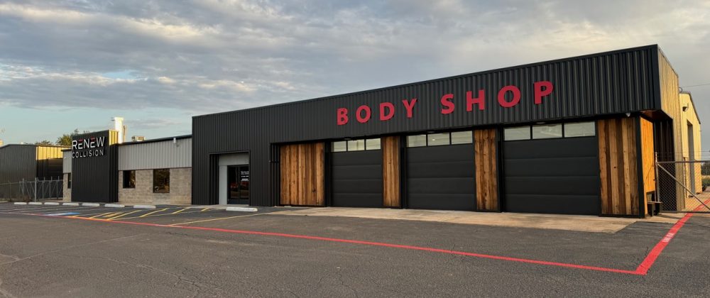 Modern body shop with large doors